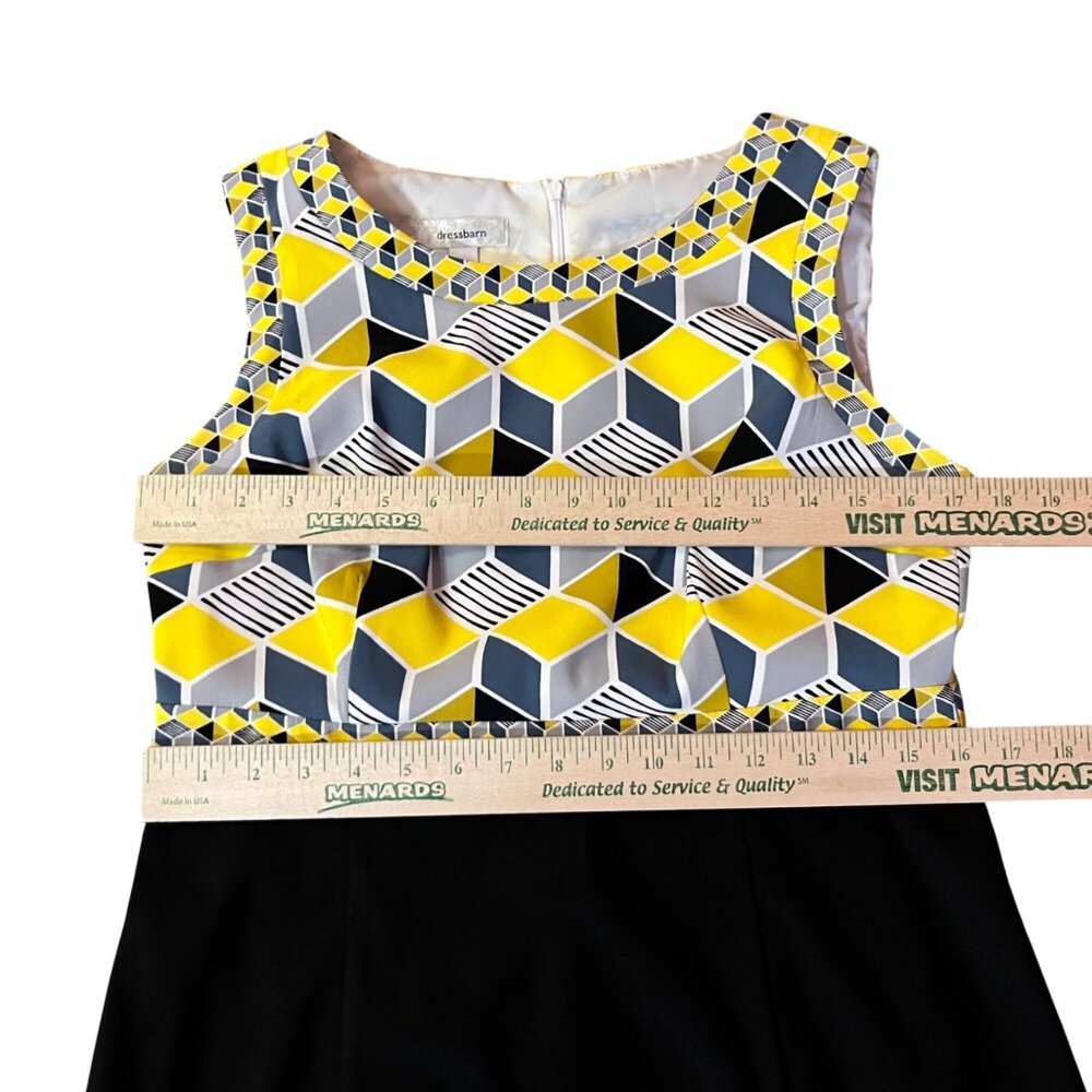Dressbarn Womens 12 Sleeveless Black Yellow Geometric Dress Used - Picture 9 of 14
